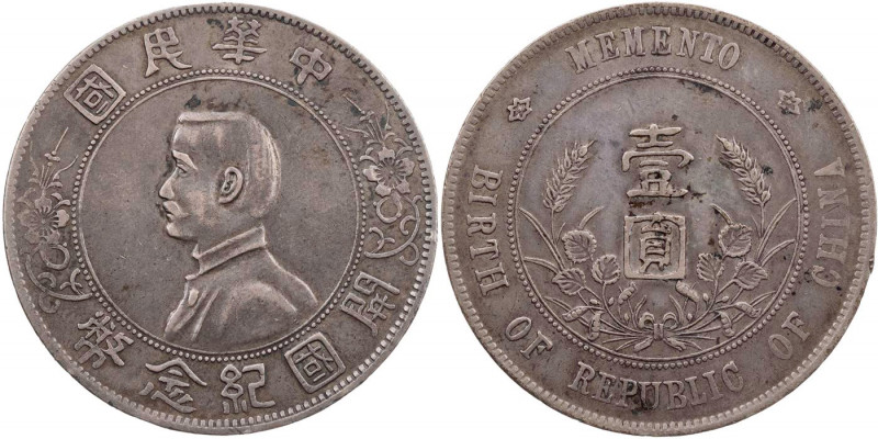CHINA REPUBLIK, 1912-1949.
 Yuan (Dollar) o. J. (1927) "Birth of Republic" KM 3...