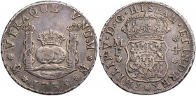 MEXIKO
Felipe V., 1700-1746. 4 Reales 1735 Mo-FM (Jahreszahl aus 1734 umgeschnitten) Mexiko City KM 94. 13.26 g. R feine Tönung, ss