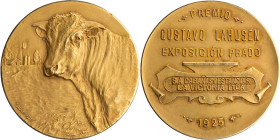 URUGUAY MONTEVIDEO
 Goldmedaille 1925 v. Constante Rossi Prämie der Landwirtschaftsausstellung in Prado (Montevideo), Vs.: Vorderteil eines Rindes n....