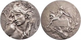 KUNSTMEDAILLEN JUGENDSTIL / ART DECO
Coudray, Marie-Alexandre-Lucien, 1864-1932. Versilberte Bronzemedaille o. J. (1899) bei Monnaie de Paris Orphée....