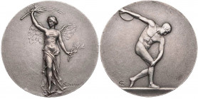 KUNSTMEDAILLEN JUGENDSTIL / ART DECO
Coudray, Marie-Alexandre-Lucien, 1864-1932. Silbermedaille o. J. (1903) bei Monnaie de Paris Victoire. Vs.: Nike...