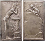 KUNSTMEDAILLEN JUGENDSTIL / ART DECO
Daniel-Dupuis, Jean-Baptiste, 1849-1899. Silberplakette o. J. (1898) bei Monnaie de Paris La source. Vs.: nackte...