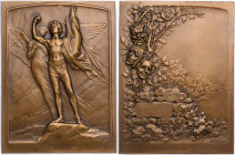 KUNSTMEDAILLEN JUGENDSTIL / ART DECO
Exbrayat, Étienne-Victor, 1879-1914. Bronzeplakette o. J. (1909/1910) bei Monnaie de Paris Poésie lyrique. Vs.: ...