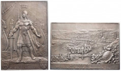 KUNSTMEDAILLEN JUGENDSTIL / ART DECO
Guilloux, Alphonse, 1852-1939. Versilberte Bronzeplakette 1911 bei Arthus Bertrand, Paris Auf die 1000-Jahrfeier...