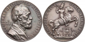 Goetz, Karl, 1875-1950. Silbermedaille 1931 Auf den 100. Geburtstag des deutschen Generalpostmeisters Heinrich von Stephan (1831-1897), Vs.: Brustbild...