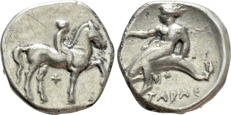 CALABRIA. Tarentum. Nomos (Circa 365-355 BC). 

Obv: Nude youth on horseback r...