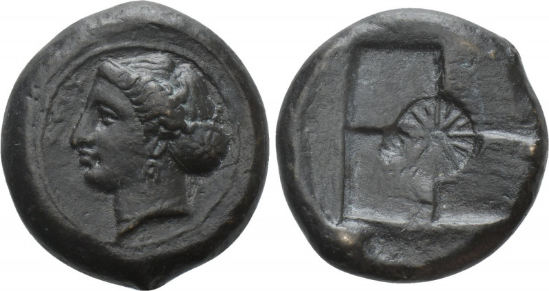 SICILY. Syracuse. Second Democracy (466-405 BC). Trias. Obverse die signed by Eu...