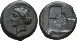 SICILY. Syracuse. Second Democracy (466-405 BC). Trias. Obverse die signed by Euainetos?