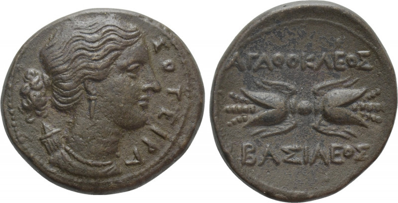 SICILY. Syracuse. Agathokles (317-289 BC). Ae.

Obv: ΣΩΤΕΙΡΑ.
Draped bust of ...
