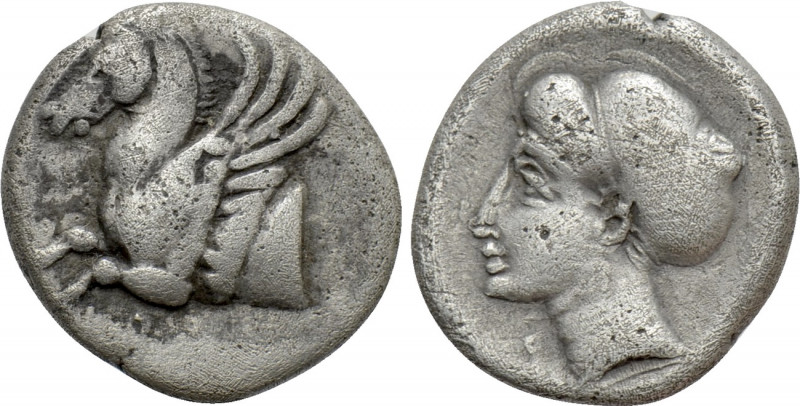 CORINTHIA. Corinth. Hemidrachm (Circa 350-300 BC). 

Obv: Forepart of Pegasus ...