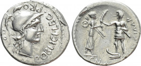 CNAEUS POMPEY II. Denarius (46-45 BC). Corduba; Marcus Poblicius, legatus pro praetore
