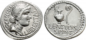 C. CASSIUS LONGINUS. Denarius (42 BC). Military mint moving with Brutus and Cassius, probably at Smyrna. P. Lentulus Spinther, legatus