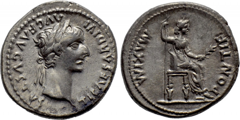 TIBERIUS (14-37). Denarius. "Tribute Penny" type. Lugdunum. 

Obv: TI CAESAR D...