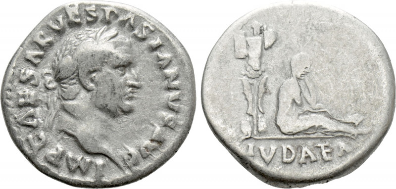 VESPASIAN (69-79). Denarius. Rome. "Judaea Capta" issue. 

Obv: IMP CAESAR VES...