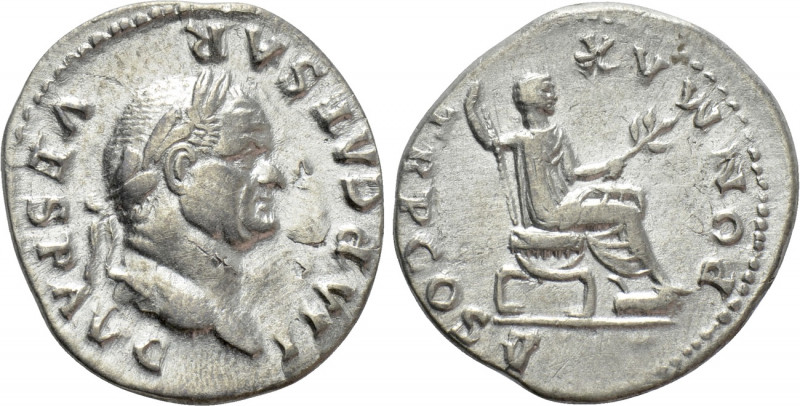 VESPASIAN (69-79). Denarius. Rome. 

Obv: IMP CAESAR VESP AVG. 
Laureate head...