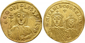 THEOPHILUS with CONSTANTINE and MICHAEL II (829-842). GOLD Solidus. Constantinople