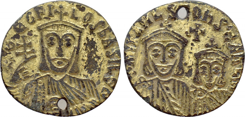 THEOPHILUS with CONSTANTINE and MICHAEL II (829-842). Fourrèe Solidus. Constanti...