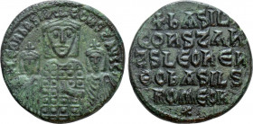 BASIL I THE MACEDONIAN with LEO VI and CONSTANTINE (867-886). Follis. Constantinople