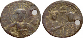 BASIL II BULGAROKTONOS with CONSTANTINE VIII (976-1025). Fourrèe Tetarteron Nomisma. Constantinople