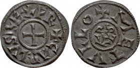 CAROLINGIANS. Charles the Bald (823-877). Denier. Metullo (Melle)