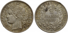 FRANCE. Republic. 2 Francs (1871-A). Paris