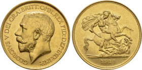 GREAT BRITAIN. George V (1910-1936). GOLD 5 Pounds (1911). London