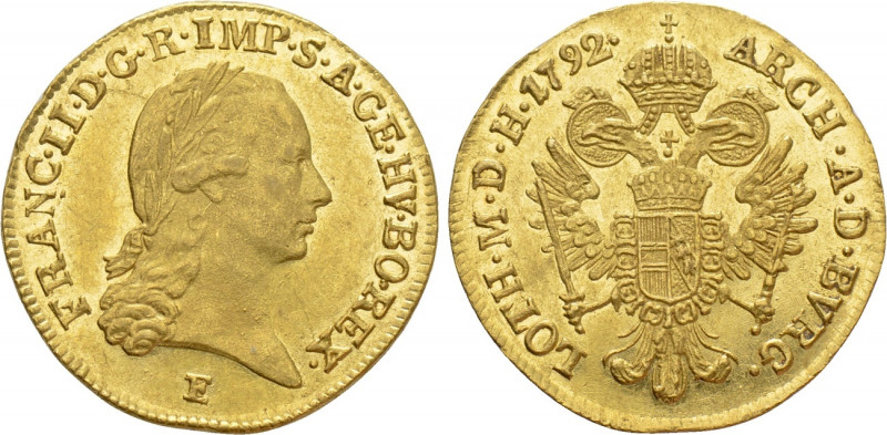HOLY ROMAN EMPIRE. Franz II (1792-1806). GOLD Ducat (1792-E). Karlsburg. 

Obv...