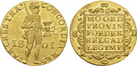 NETHERLANDS. Batavian Republic (1796-1805). GOLD Ducat (1801). Utrecht
