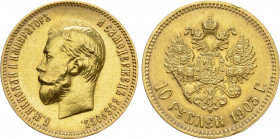 RUSSIA. Nicholas II (1894-1917). GOLD 10 Roubles (1903). St. Petersburg