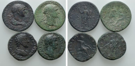 4 Roman Sestertii; Some Slightely Tooled