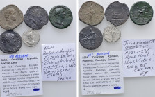 5 Roman Coins; Hadrian, Vespasian etc