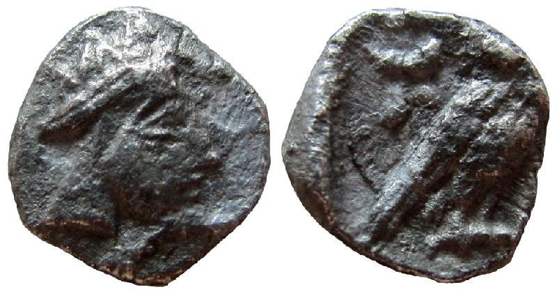 Judaea under Persian rule. Yehud. AR Gerah.
8 mm. 
Struck circa 375-322 BC.
O...