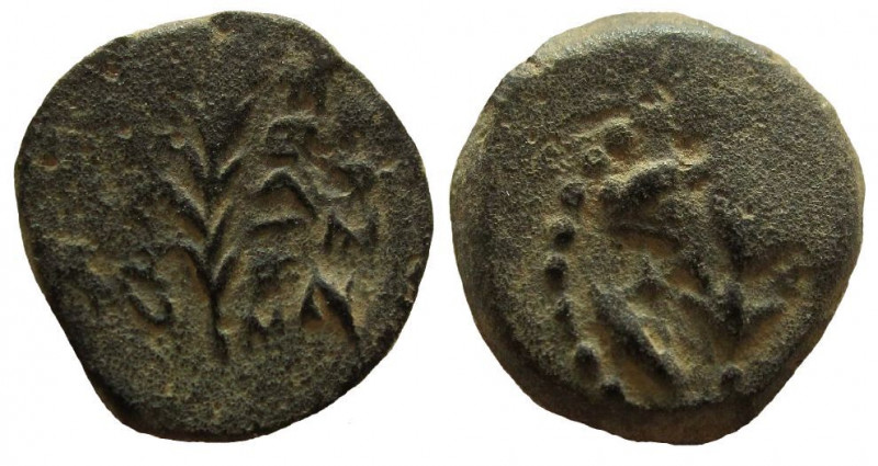 Judean Kingdom. John Hyrcanus I, 134 - 104 BC. AE Half Prutah.
10 mm. 
Obverse...