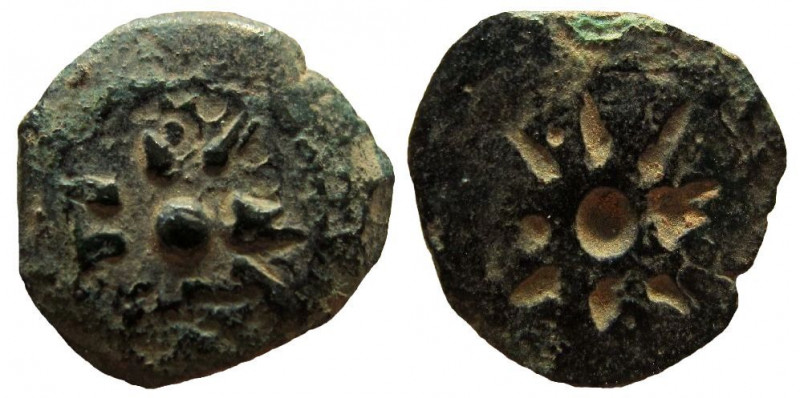 Judean Kingdom, Alexander Jannaeus, 104-76 BC. AE Prutah. 
15 mm. 
Obverse: St...