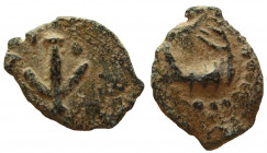 Judaea. Herod the Great, 40-4 BC. AE Half Prutah. Jerusalem mint
