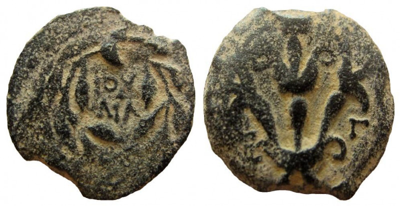 Judaea. Procurators. Valerius Gratus, 15-26 AD. AE Prutah. 
16 mm. 
Dated year...