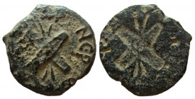 Judaea, Procurators. Antonius Felix, 52-59 AD. AE Prutah. Brockage.