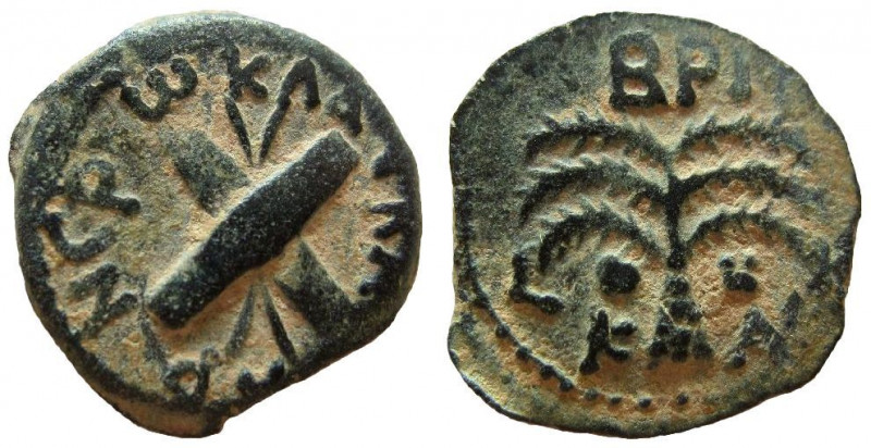 Judaea. Procurators. Antonius Felix, 52-59 AD. AE Prutah. 
16 mm. 
Dated year ...