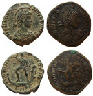 Lot of 2 AE's of Theodosius I, 379-395 AD.
