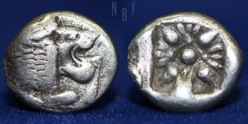 Ionia, Miletos (Miletus) AR 1/12 stater (obol) 6th-5th Cent. BC, (1.19gm, 10mm) ...