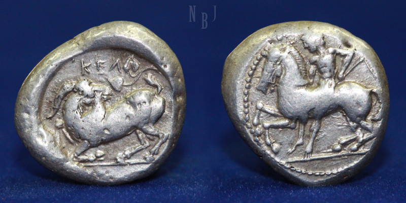 Cilicia, Kelenderis AR Stater. Circa 430-420 BC. Nude youth, holding whip, dismo...
