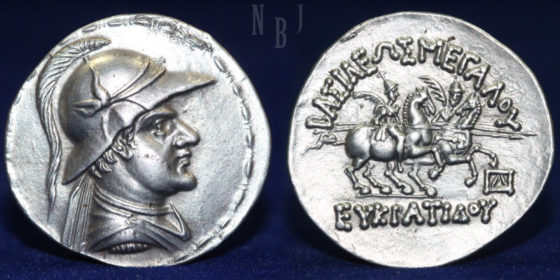 GRECO-BACTRIAN KINGDOM. Eucratides I the Great (ca. 170-145 BC). AR tetradrachm....