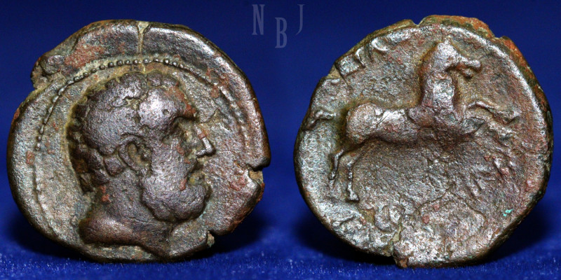 BAKTRIA, Greco-Baktrian Kingdom. Euthydemos I, circa 225-200 BC. AE Aï Khanoum, ...