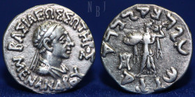 INDO-GREEK: Menander I Silver drachm, bare-headed type. c. 160-130 BCE.
