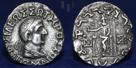 BAKTRIA, Indo-Greek Kingdom. Hermaios Soter. Circa 105-90 BC. Silver Tetradrachm.