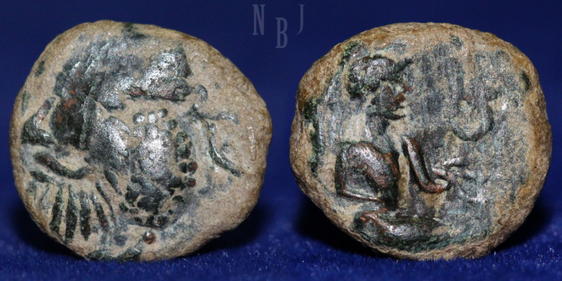 Indo-Parthian. Uncertain King, Ca. A.D. 50-65.? AE drachm, (2.57gm, 14mm) Diadem...