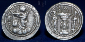 Sasanian Kingdom. Varhran (Bahram) IV. Silver Drachm (AS mint), c. AD 394-399.