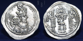 Sasanian Kings. Vahram (Bahram) V. AD 420-438. AR Drachm. WH (Veh-Andiyok-Sabuhr) mint.