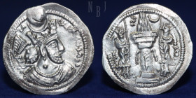 SASANIAN KINGS. Vahram (Bahram) V, AD 420-438. AR drachm. Mint GW (Gurgan).