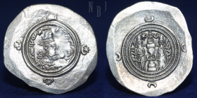 SASANIAN EMPIRE KHUSRO II AD 591-628 Silver Drachm, Mint of VH vah ardashir, Dated 1.